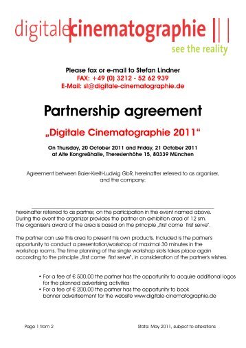 Partnership agreement - Digitale Cinematographie