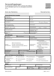 Personalfragebogen - Angaben zur Erstellung einer Sofortmeldung