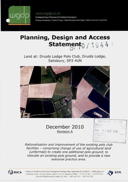 Design and Access Statement - Planning Applications - Wiltshire ...