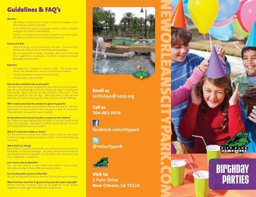 Birthday Party Brochure - New Orleans City Park