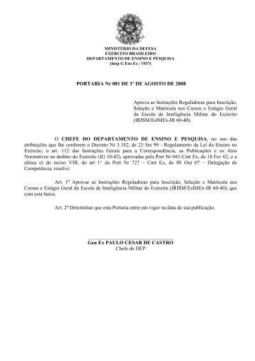 PORT 081 DEP DE 01 AGO 08 - Portal de Ensino do ExÃ©rcito