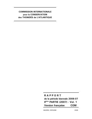 RAPPORT IIÃ¨me PARTIE (2007) - Vol. 1 Version franÃ§aise COM - Iccat