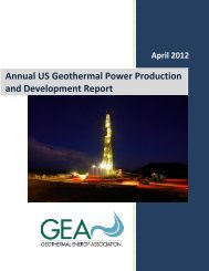 Annual US Geothermal Power Production and Development Report