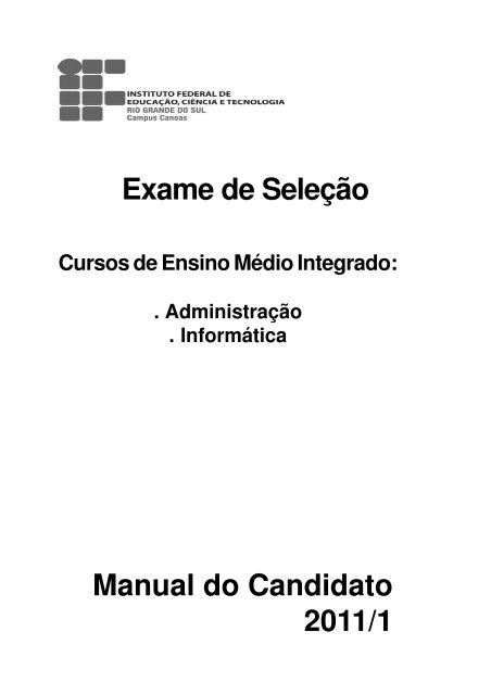 Manual do candidato curso Integrado - Campus Canoas - IFRS