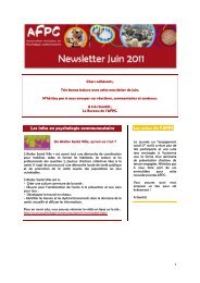 Newsletter Juin 2011 - Psychologie communautaire