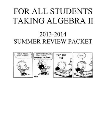 Summer Packet for Algebra 2 CP - Central Dauphin School District