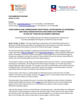 for immediate release texas agriculture commissioner todd staples ...