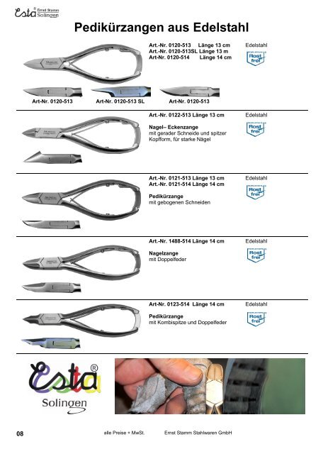 Eckenzangen aus Edelstahl - Ernst Stamm Stahlwaren GmbH