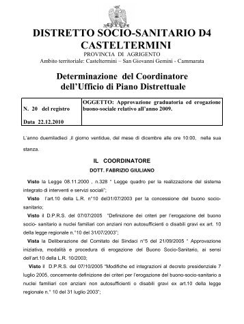 DISTRETTO SOCIO-SANITARIO D4 CASTELTERMINI - Comune di ...