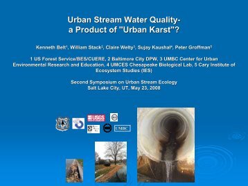 Urban Stream Water Quality- a Product of "Urban Karst"?