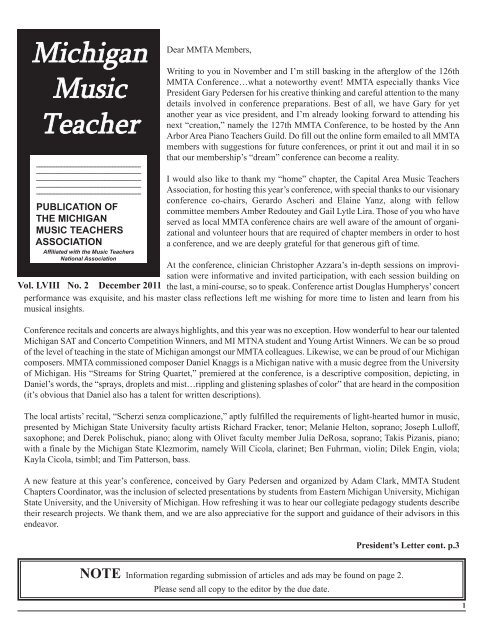 MMT December 2011 - Michigan Music Teachers Association
