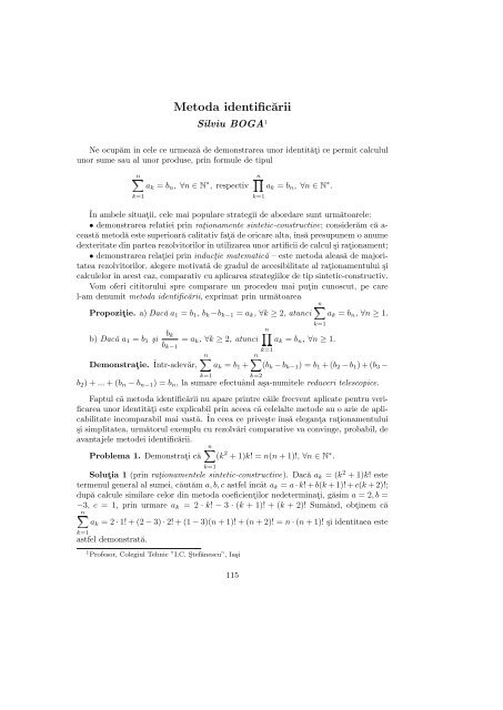 Metoda identificÄrii â Silviu BOGA
