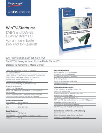 WinTV-Starburst Datenblatt - Hauppauge