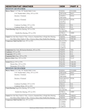 HESSTON/FIAT SWATHER OEM PART # - Harold Electric Co.
