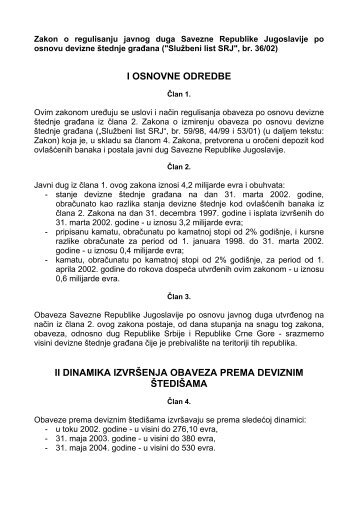 Zakon o regulisanju javnog duga Savezne Republike Jugoslavije po ...