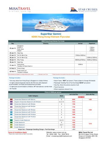Misa Travel - Cruises.com.sg - Star Cruises - SuperStar Aquarius