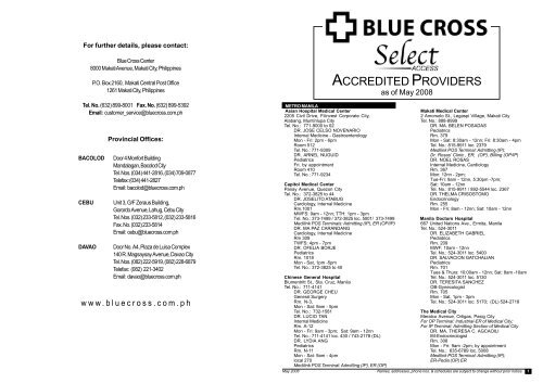 SEL Access Providers_2008-05 (May)_Final.p65 - Blue Cross