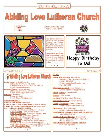 April 16, 2008 - Abiding Love Lutheran Church