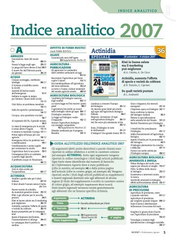 Indice analitico 2007 - L'Informatore Agrario