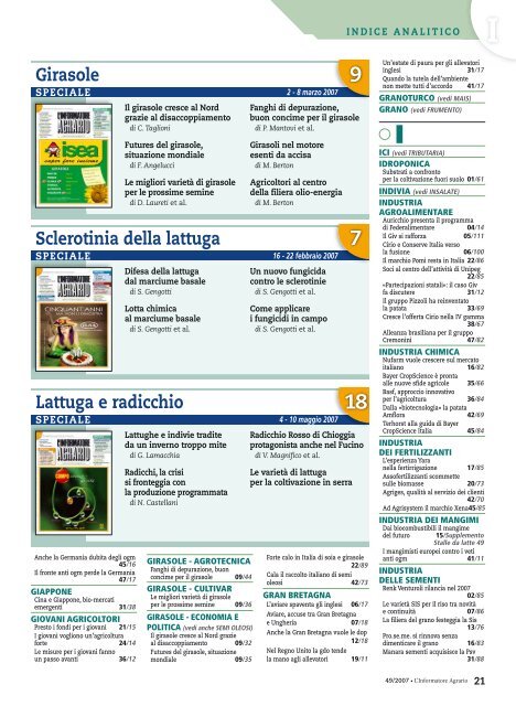 Indice analitico 2007 - L'Informatore Agrario