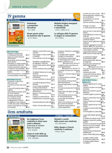 Indice analitico 2007 - L'Informatore Agrario