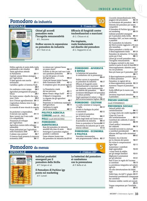 Indice analitico 2007 - L'Informatore Agrario