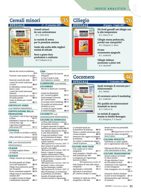 Indice analitico 2007 - L'Informatore Agrario