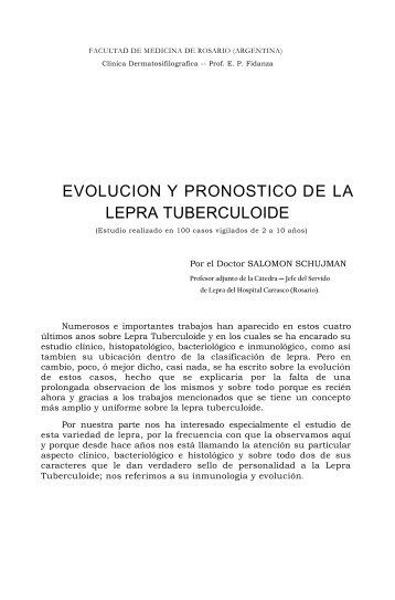EVOLUCION Y PRONOSTICO DE LA LEPRA TUBERCULOIDE