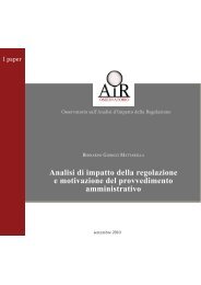 Analisi di impatto della regolazione e ... - Osservatorio AIR