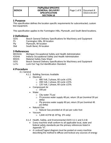 Fh/Ply/Sbd General Delivery Specification - Bosch