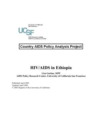 HIV/AIDS in Ethiopia - UCSF - AIDS Research Institute - University of ...