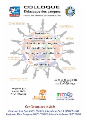 Voir le programme - Colloque didactique des langues des 29 et 30 ...