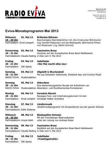 Monatsprogramm Mai (PDF) - Radio Eviva