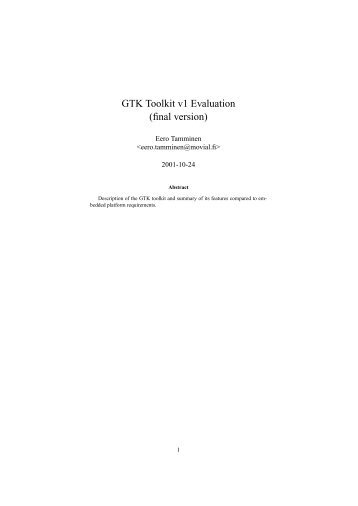 GTK Toolkit v1 Evaluation (final version) - FTP Directory Listing