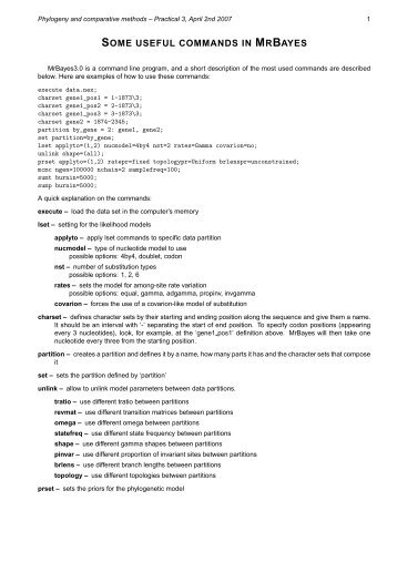 SOME USEFUL COMMANDS IN MRBAYES (pdf)