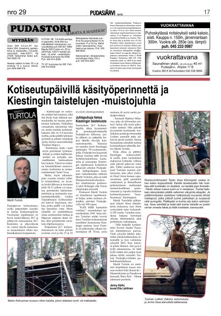 pudasjarvilehti-29-n.. - PudasjÃ¤rvi-lehti ja VKK-Media Oy