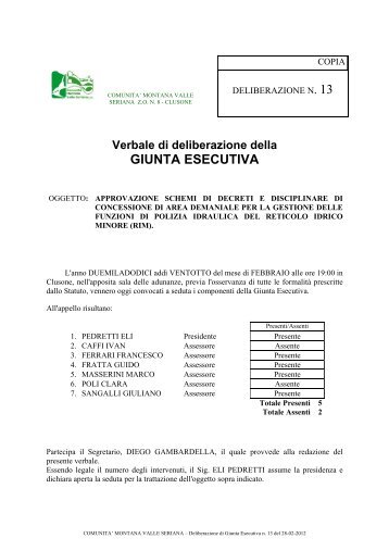 GIUNTA ESECUTIVA - ComunitÃ  Montana Valle Seriana