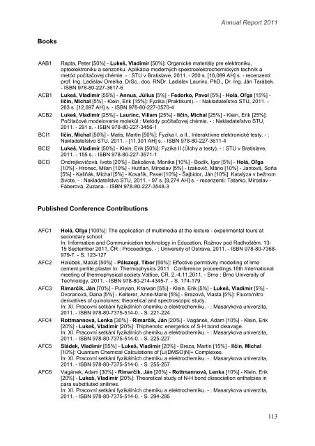 rok 2011 - Fakulta chemickej a potravinÃ¡rskej technolÃ³gie