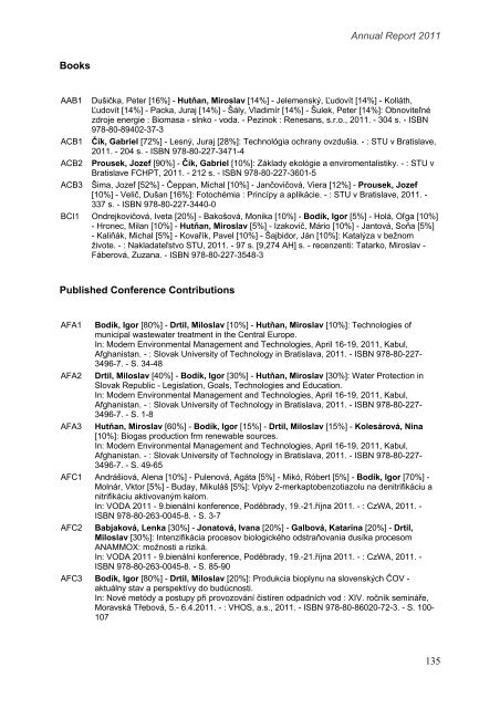 rok 2011 - Fakulta chemickej a potravinÃ¡rskej technolÃ³gie