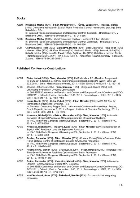 rok 2011 - Fakulta chemickej a potravinÃ¡rskej technolÃ³gie