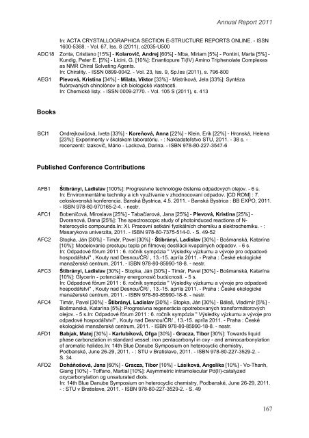 rok 2011 - Fakulta chemickej a potravinÃ¡rskej technolÃ³gie