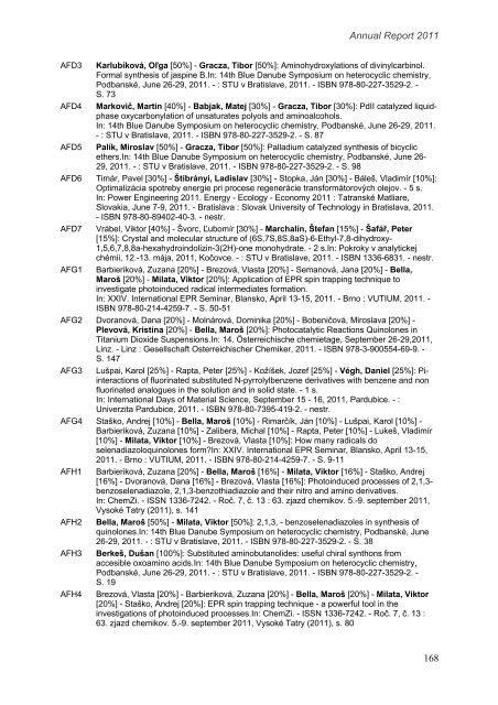 rok 2011 - Fakulta chemickej a potravinÃ¡rskej technolÃ³gie