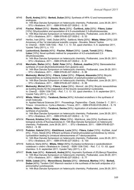 rok 2011 - Fakulta chemickej a potravinÃ¡rskej technolÃ³gie