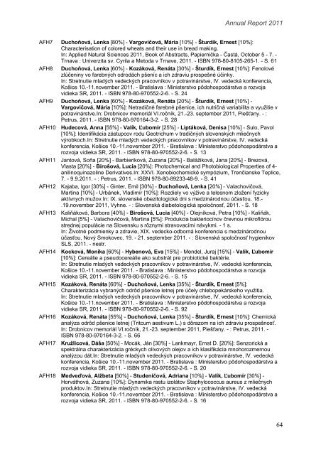 rok 2011 - Fakulta chemickej a potravinÃ¡rskej technolÃ³gie