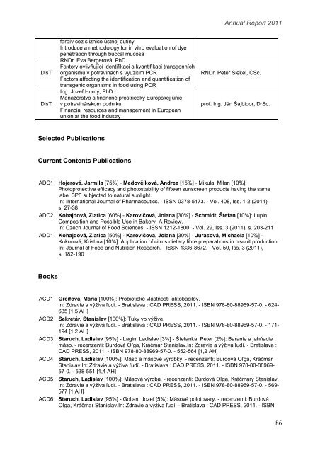 rok 2011 - Fakulta chemickej a potravinÃ¡rskej technolÃ³gie