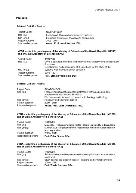 rok 2011 - Fakulta chemickej a potravinÃ¡rskej technolÃ³gie