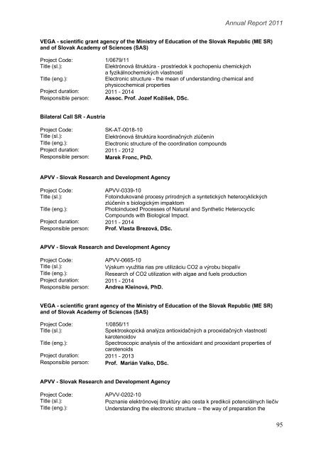 rok 2011 - Fakulta chemickej a potravinÃ¡rskej technolÃ³gie