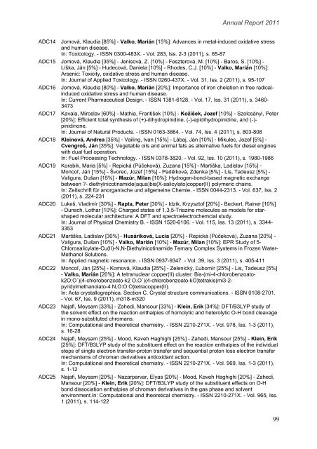 rok 2011 - Fakulta chemickej a potravinÃ¡rskej technolÃ³gie