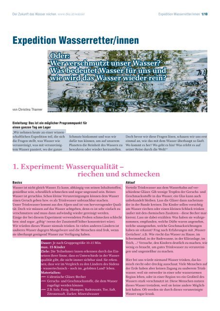 Expedition Wasserretter/innen Oder: Wer ... - Dreikönigsaktion