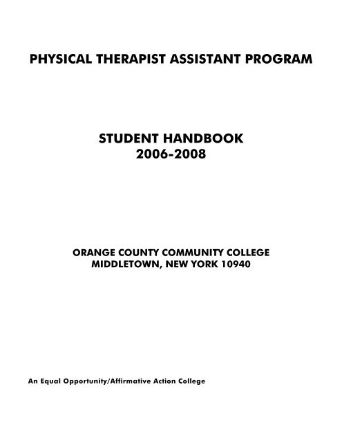 physical therapist assistant program student ... - SUNY Orange